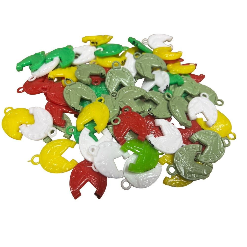 Lot of 64 Vintage plastic LUCKY HORSE SHOE gumball charm prize jewelry NOS